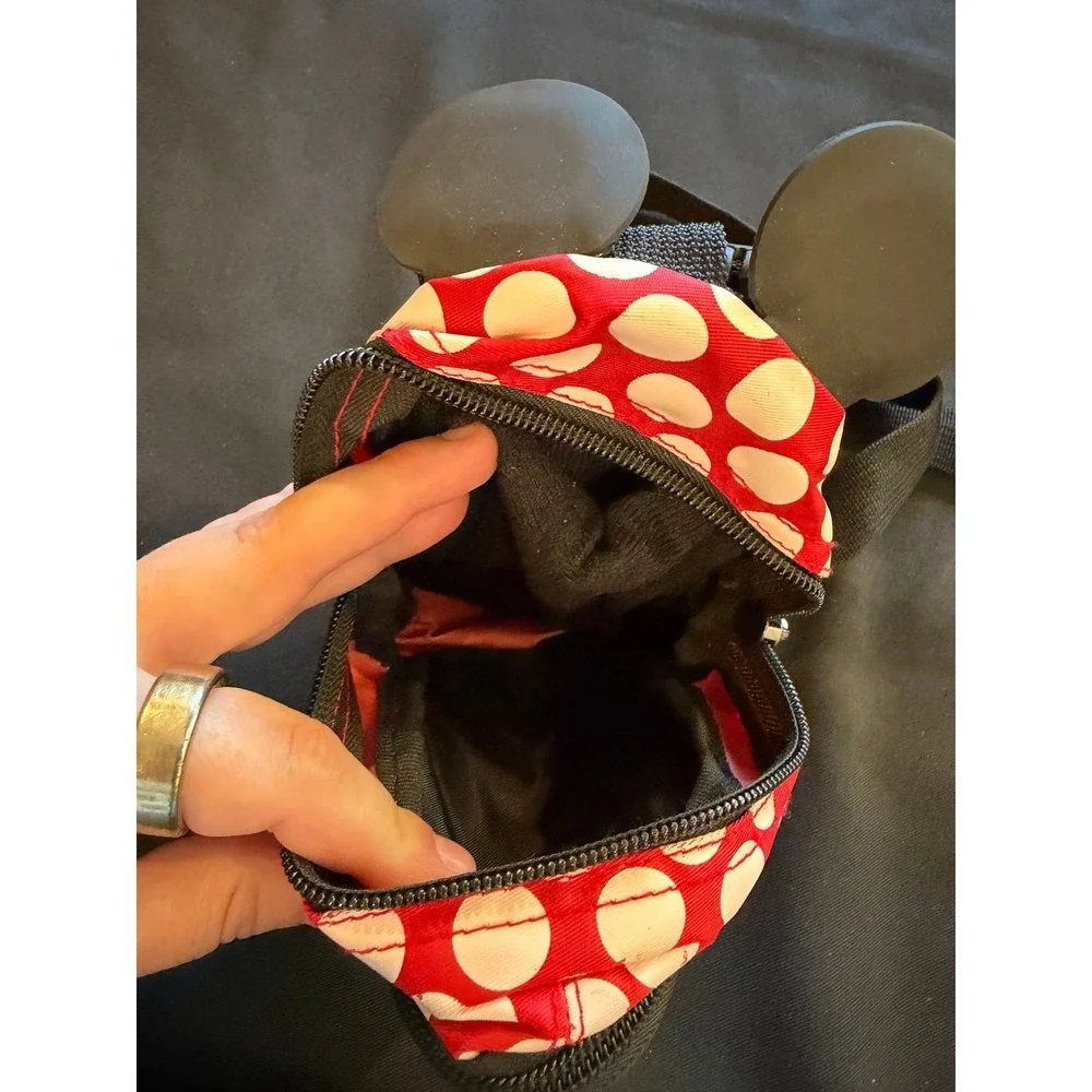 Disney Minnie Mouse Polka Dot Mini Backpack Crossbody Bag Red White Golfing Tag